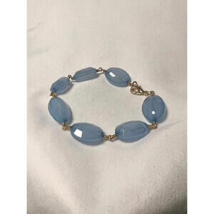 Blue beaded gold tone beachy summer boho bracelet